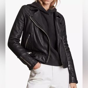 All Saints Conroy Leather Jacket in Oxblood Sz 6